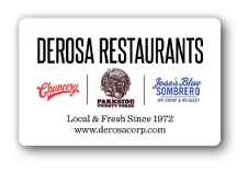 Deros Restaurants logos of Chancery, Parkside Twenty Three, & Joses Blue Sombrero on a solid white background.